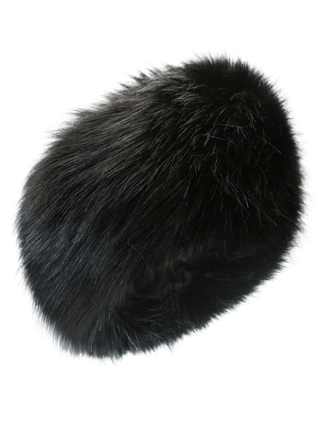 RANOME Faux Fur Headband for Women Elastic Fuzzy Thick Earmuffs Winter Headwrap Ear Muffs Furry Ear Warmers Cold Weather (Black) - Image 1